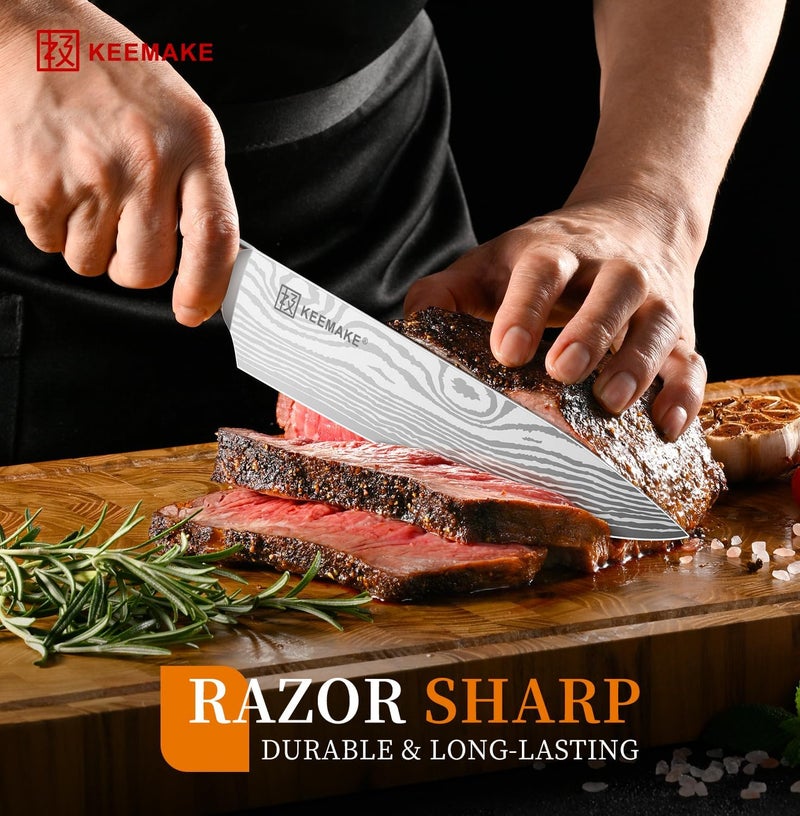 KEEMAKE Chef Knife 8 Inch - Ultra Sharp Kitchen Knife 1.4116 High Carbon Stainless Steel Blade, Ergonomic Handle, Professional Meat Knife for Home Cooking & Chefs, w/Sheath & Gift Box - Image 2